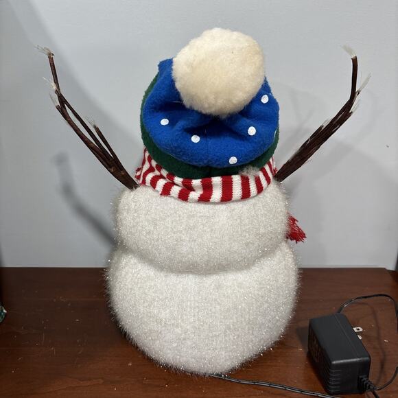 Fiber Optic Snowman Bradford Sight Sational 14" Striped Scarf Color Changing Box - Picture 8 of 12